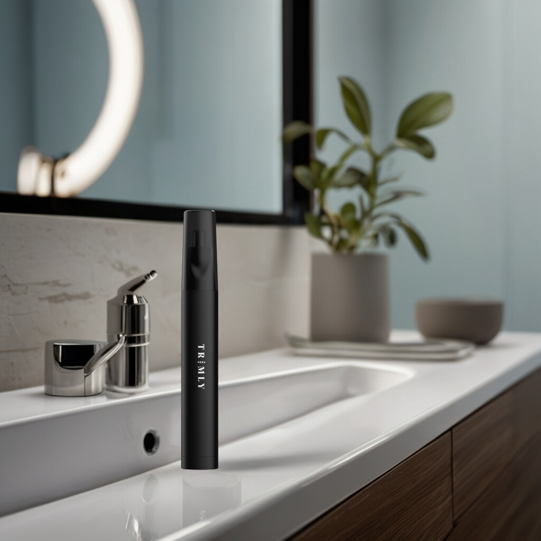 "PrecisionPro Neustrimmer oplaadbaar via USB-C, waterbestendig en eenvoudig schoon te maken voor langdurig gebruik.